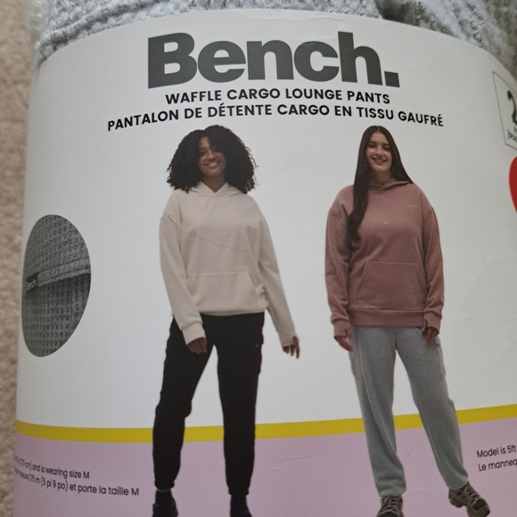 New! Bench Waffle Cargo Lounge Pants 2 Pack Women's Medium Grey Cream Casual - Picture 4 of 13